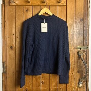 NWT Everlane The Cozy Rib Funnel-Neck in Navy Women’s Size Medium